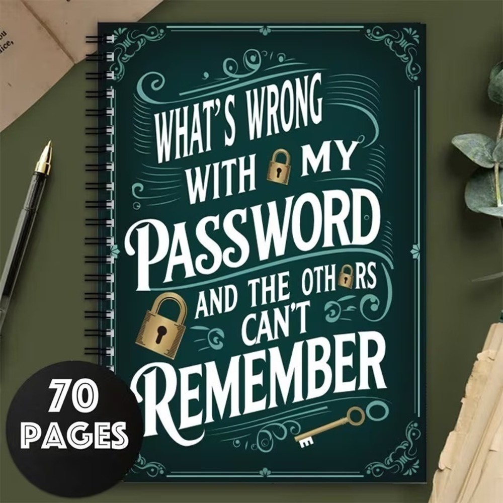 Password Notebook Spiral Log Book 70 Pages Login‎ Organizer Green Key Journal